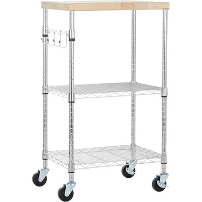 Étagère de rangement portative de base à trois couches avec tablettes réglables à deux couches