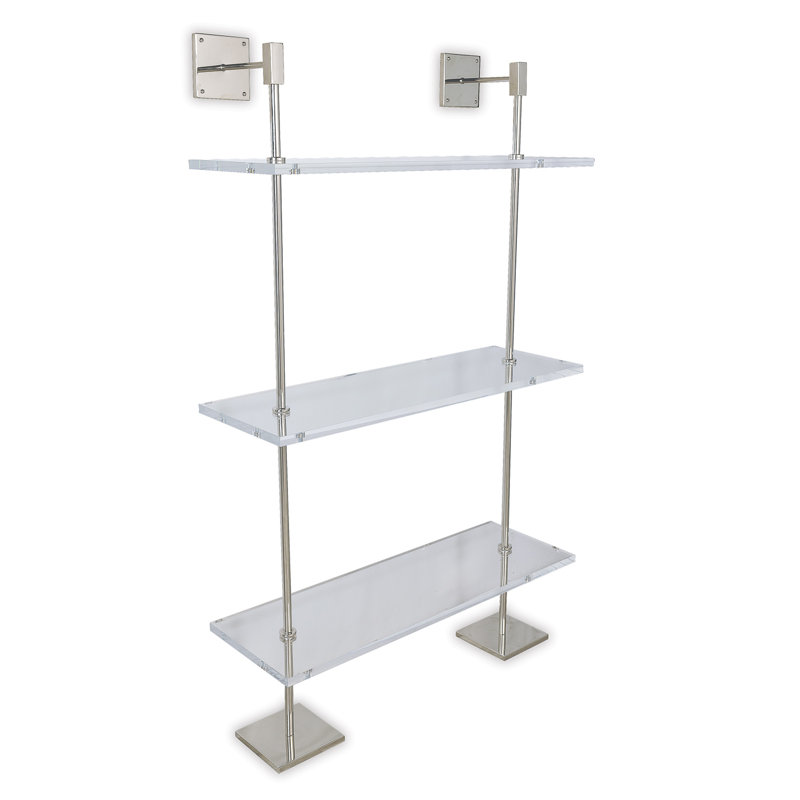 Marias 3-Tier Shelf Lucite 36"W, Nickel/Clear