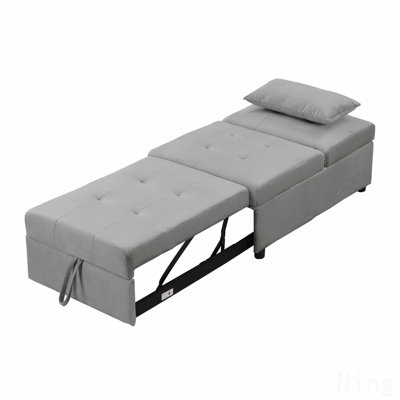 Folding Ottoman Sofa Bed Gray