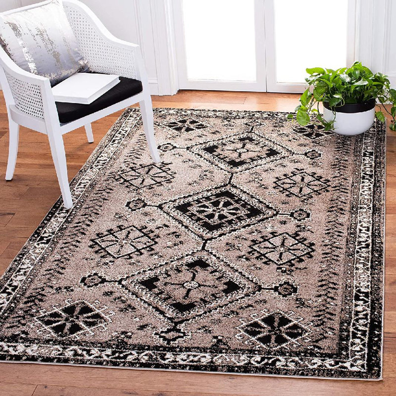 Jaclyn Southwestern Brown/Black Area Rug, Rectangle 2'7" x 5'