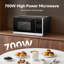 Four à micro-ondes de comptoir 900 W, 0,7 pi³ Pi. Micro-ondes compacte avec 8 préréglages de cuisson automatique, 10 niveaux de puissance, dégivrage par poids / temps, verrouillage enfant, affichage DEL, noir