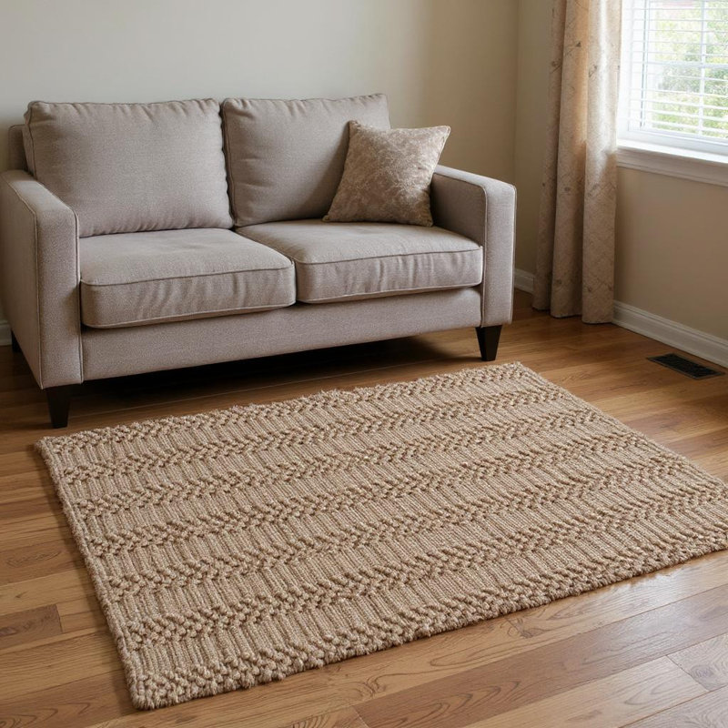 Tapis abstrait en jute naturel tissé à la main 5 pi x 7 pi