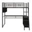 Lit mezzanine simple avec DEL et bureau, structure de lit mezzanine en métal avec 4 tablettes de rangement
