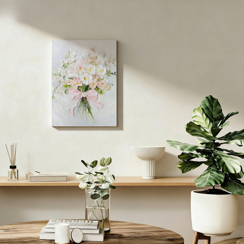 Bouquet de fleurs Coquette rose avec fleurs sauvages et cadre en bois massif