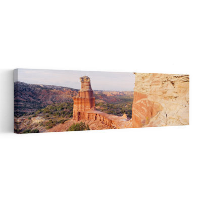High Angle View Of A Rock Formation Palo Duro Canyon State Park Texas USA by Terry Thompson - Wrapped Canvas Panoramic Print