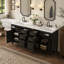 2-Piece Freestanding Bathroom Vanity Set with Ceramic Sink Top, Reversible Layout, Six Drawers, Solid Wood Legs, Black-832587288-832587293