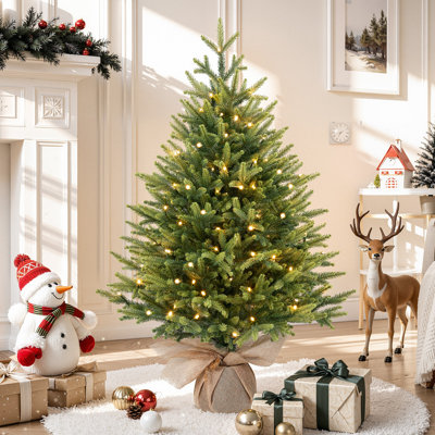 3FT Artificial Prelit Christmas Tree,Tabletop Mini Tree with Lights, PE Branches, Green Holiday Decor for Desk Table Mantel