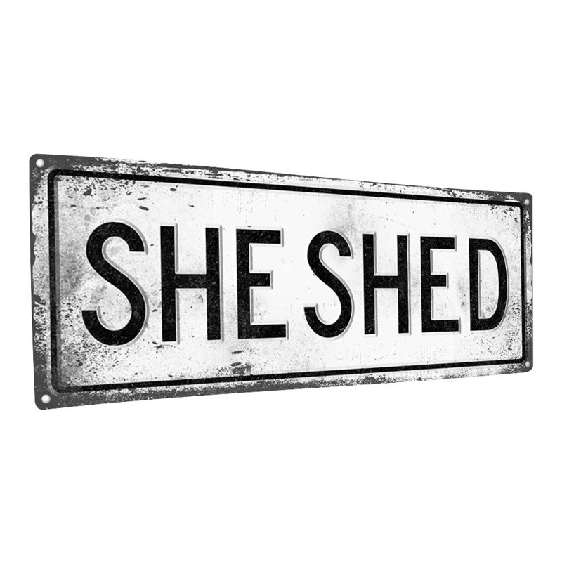 «Light, She Shed Metal Sign» sur métal, H 4,25 po x l 11,5 po x P 0,04 po