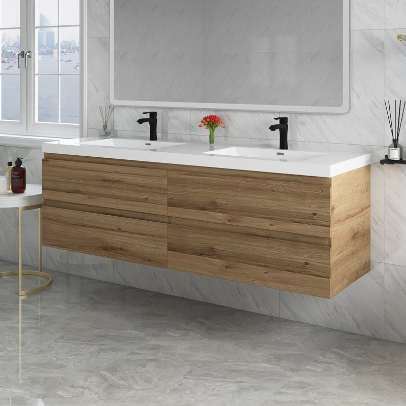 72 po Meuble-lavabo mural double avec lavabo W