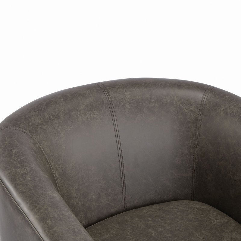 Fauteuil demi-tonneau Wilmore, Simili cuir brun foncé