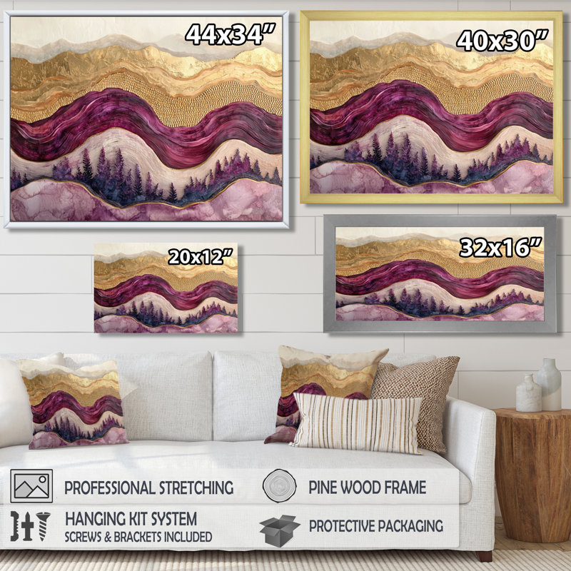 Demar - Vineyard Wall Art, 30" H x 40" W, Brown, Floater Framed Print