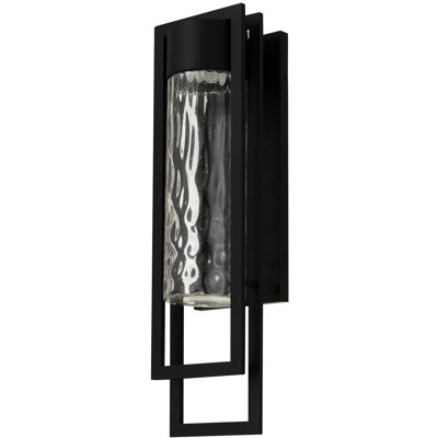 Energy - Applique murale à DEL intelligente de 25 pouces, 3 choix de température de couleur 3000K / 4000K 5000K, à intensité variable, 1250 lumens à 18W, acier noir, verre martelé transparent, pour installation dans des endroits secs, humide