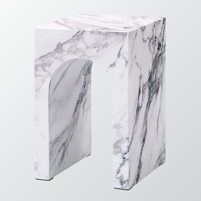 Elegant Ulwen Engineered Stone End Table – Square Design with Two Drawers, Anti-Yellow and Waterproof Finish for Home