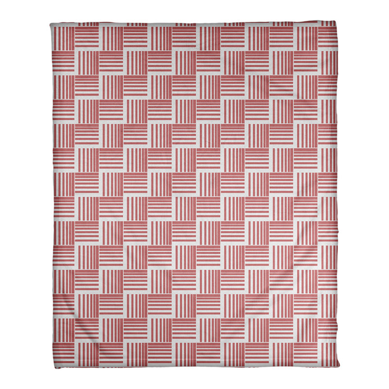 Couverture polaire à rayures classic basketweave, l 30 po x L 40 po, Rouge / Blanc