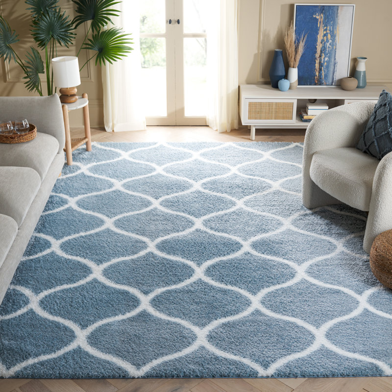 Tapis bleu / blanc Jailen, Rectangle 8 pi x 10 pi
