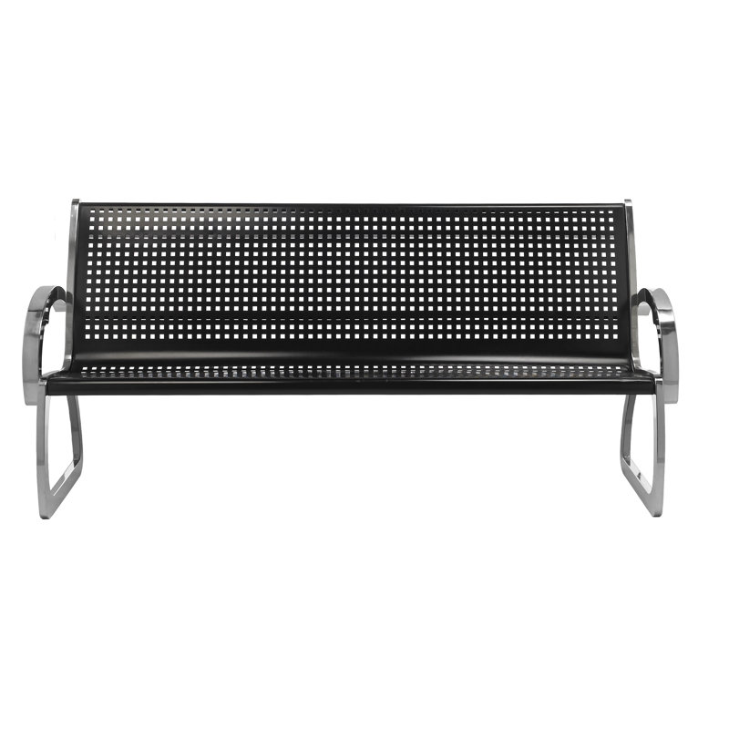 Skyline 4' Silver Stainless Steel Outdoor Bench with Arms