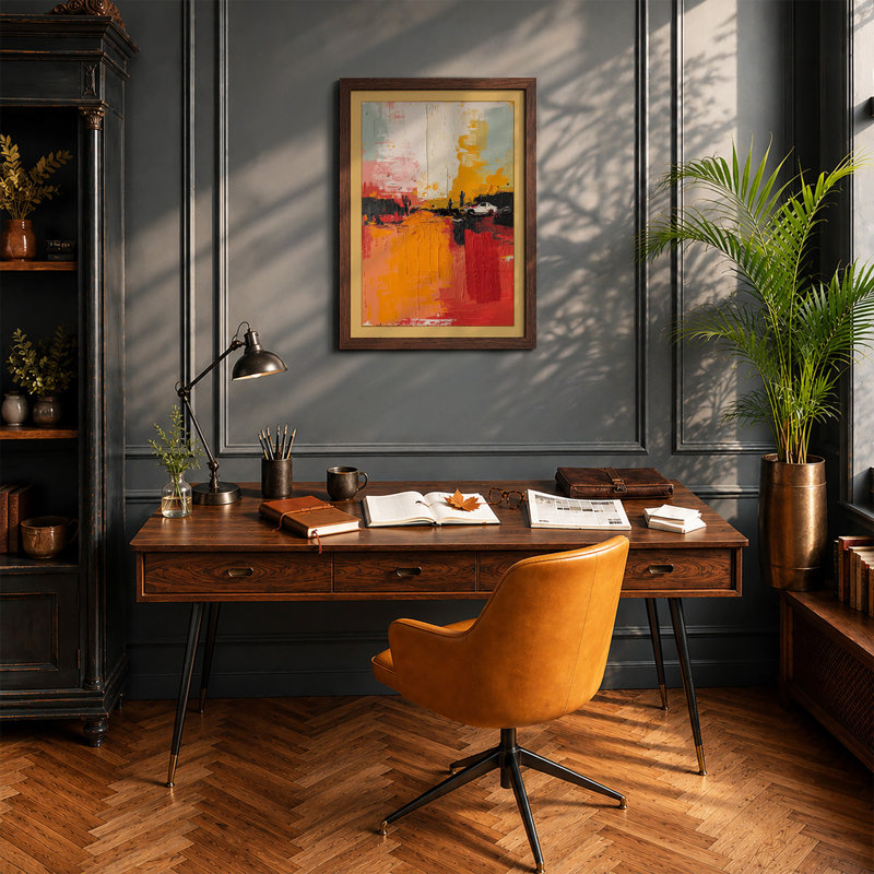 Urban Horizons Abstract - Framed Print, Walnut, A4 - 29.7 x 21.0 cm