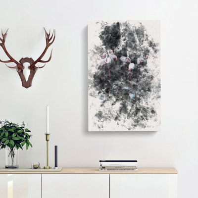 Reflection Of Flamingos - Wrapped Canvas