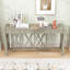Console en placage d'acacia avec 4 tiroirs et base en X Anlen-114733110