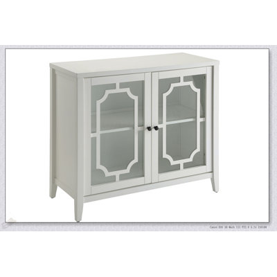 Console Ceara à finition blanche avec portes en verre et beaucoup de rangement pour les maisons modernes et traditionnelles