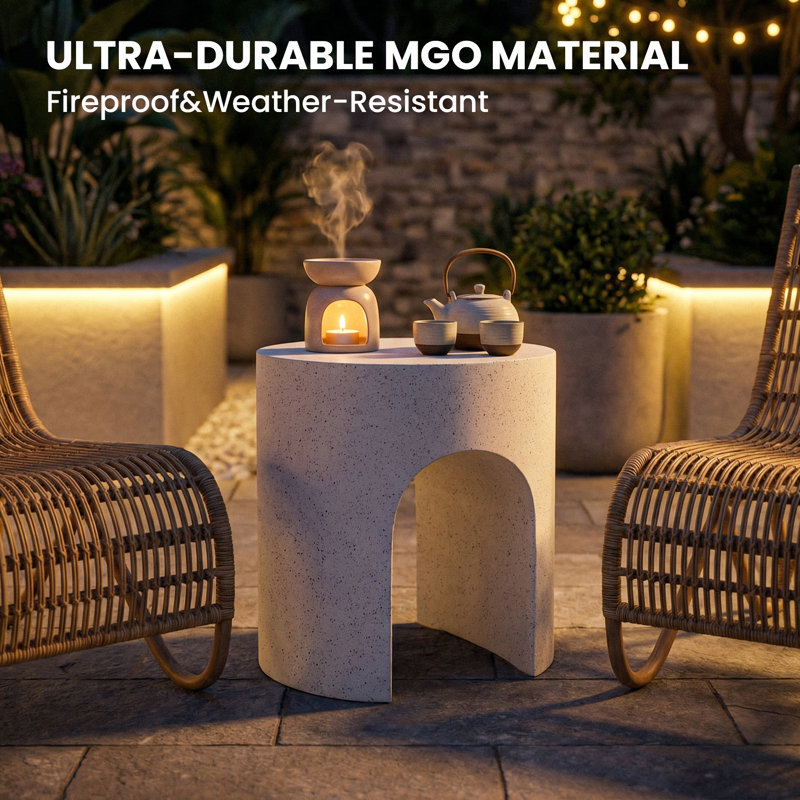 Table d'appoint Arch Cylinder Mgo, Blanc, 1