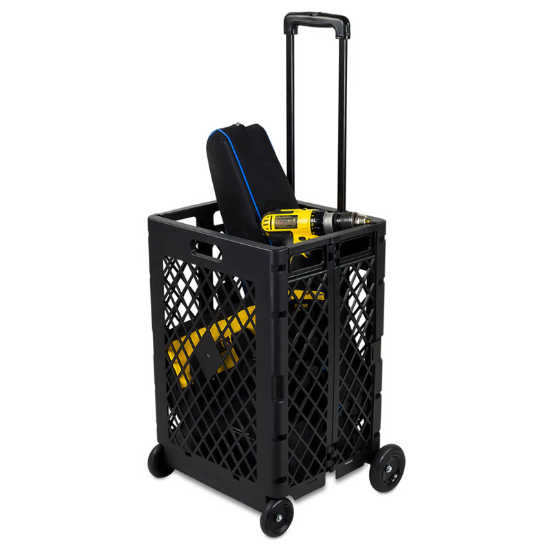 Mount-It! Rolling Mesh Utility Cart, 55 Lbs. Capacity Trolley Cart with Telescoping Handle & Wheels