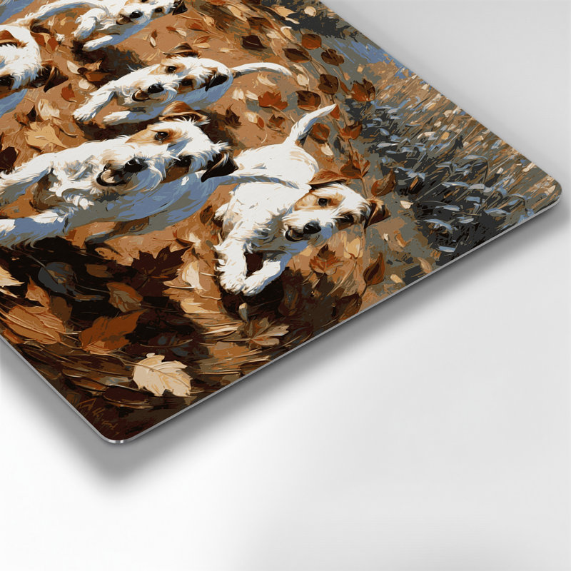 Chiens Russell Terrier, art mural en métal brun, H 20 po x l 24 po