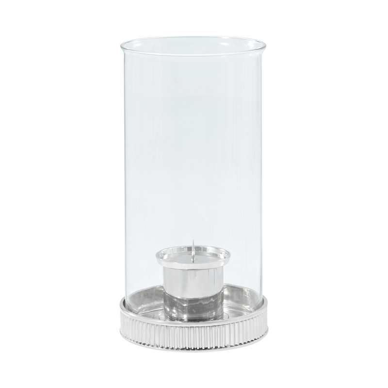 Spencer London Tabletop Candlestick, 14.25" H x 7.5" W x 7.5" D, Nickel Plated