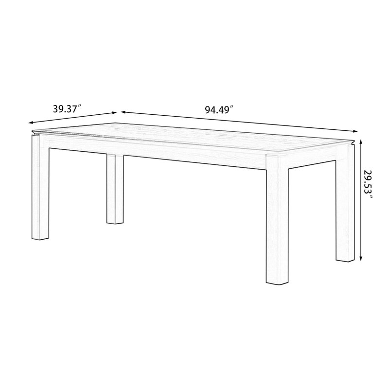 Black Rectangular Solid Wood Butterfly Leaf Dining Table, 29.53"H x 94.49"L x 39.37"W