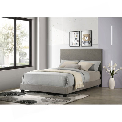 Lit tapissier double à panneau Efram Taupe