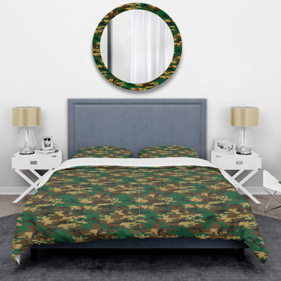 Trendy green military camouflage - Abstract Duvet Cover Set - Microfiber Polyester