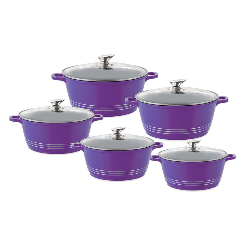 Durane 5 - Piece Non-Stick Aluminum Cookware Set, Purple