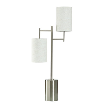 Brushed Steel - Steel Table Lamp - Heathered Oatmeal Shade
