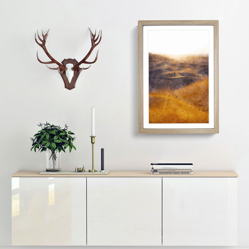 Trail on the Desert - Picture Frame Painting Print, 45cm H x 33cm W x 2cm D, Oak Framed