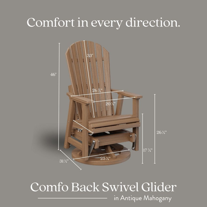 Berlin Gardens Comfo Back Premium Swivel Glider, Cedar Top/Chocolate Brown Base