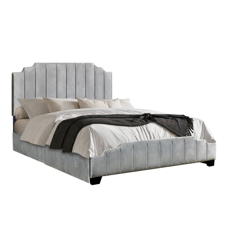 Lit de rangement tapissier standard Kaiyas, gris, Double
