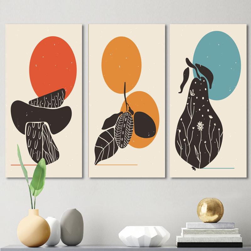 Minimal Boho Design Botanical Silhouette I - ensemble d'art transitionnel de 3 pièces, H 28 po x l 36 po