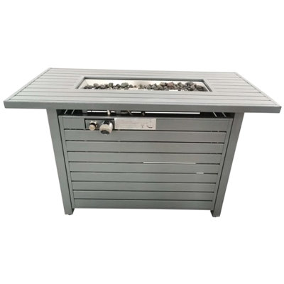 Outdoor Fire Pit Table In Gray, 25H X 42W, 50000 Energy Release Time Period, Stainless Steel, Propane/Natural Gas Switchable, Modern Garden Furniture Flame Intensity Time,