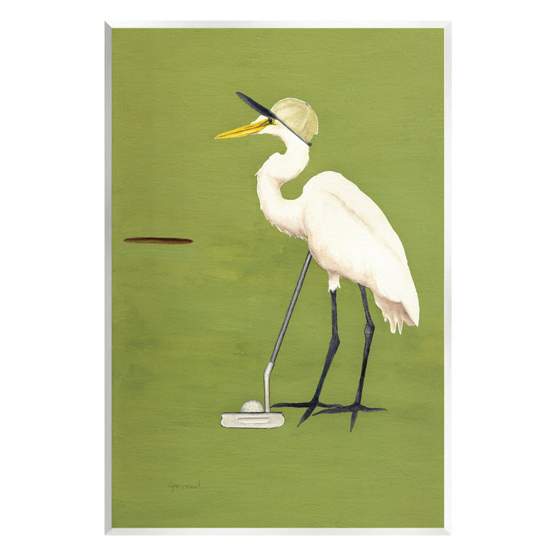 «Golfing Heron Bird» par Christine Reichow, H 15 po x l 10 po