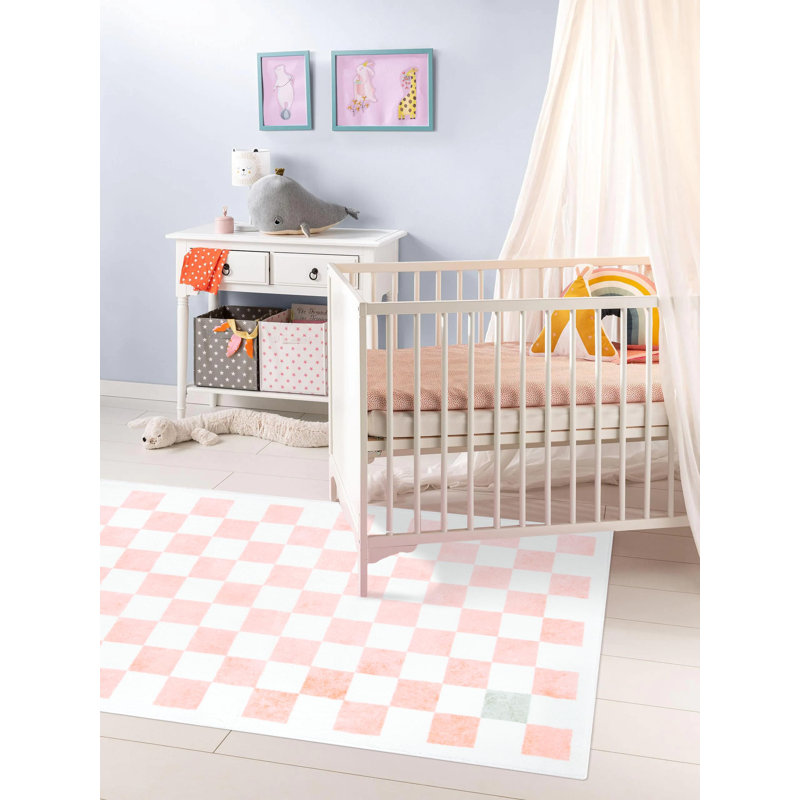  Tapis à carreaux en peluche - Accent géométrique moderne avec envers antidérapant