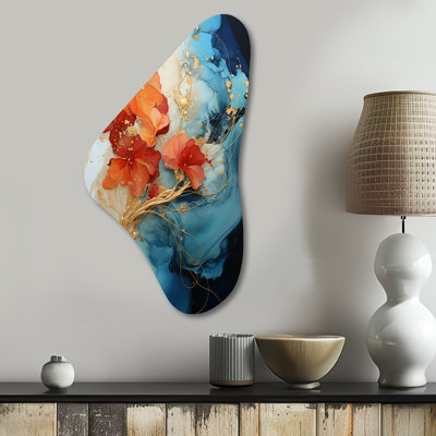 Dereham - Fractals Asymmetrical Metal Wall Art, Orange Irregular Shape Metal Art Print