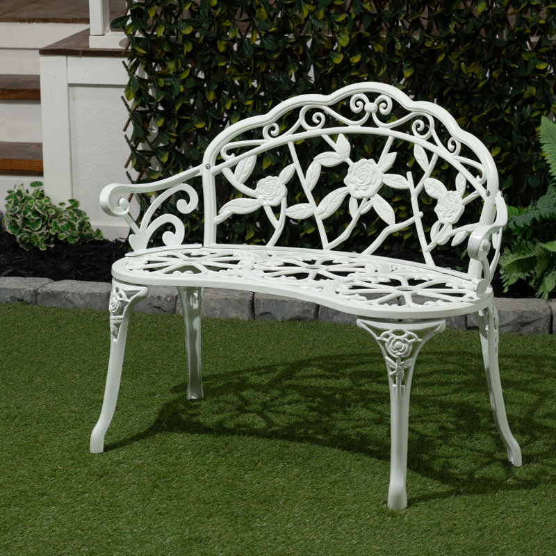 Banc de jardin en métal Shatley Rose, Blanc