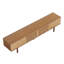 Meuble télé 86,6 po en bois massif, console média avec espace de rangement, couleur naturelle