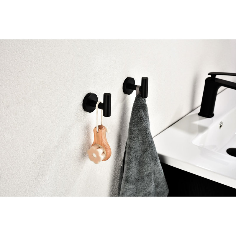 Ensemble de 6 serviettes de bain en acier inoxydable 304 noir mat sans support mural