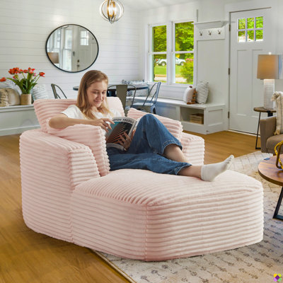 Braidon 45.3"W Assemble-free Corduroy Chaise Lounge, for Indoor Room & Office by Wade Logan