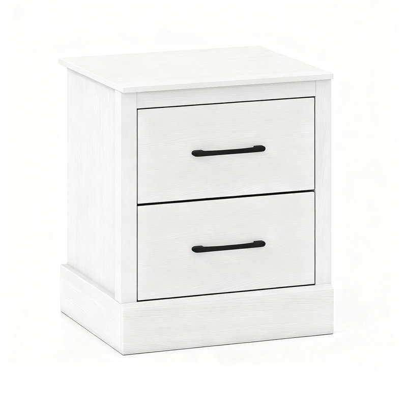 Table de chevet avec tiroirs, table de chevet en bois avec 2 tiroirs de rangement, table de chevet compacte, White