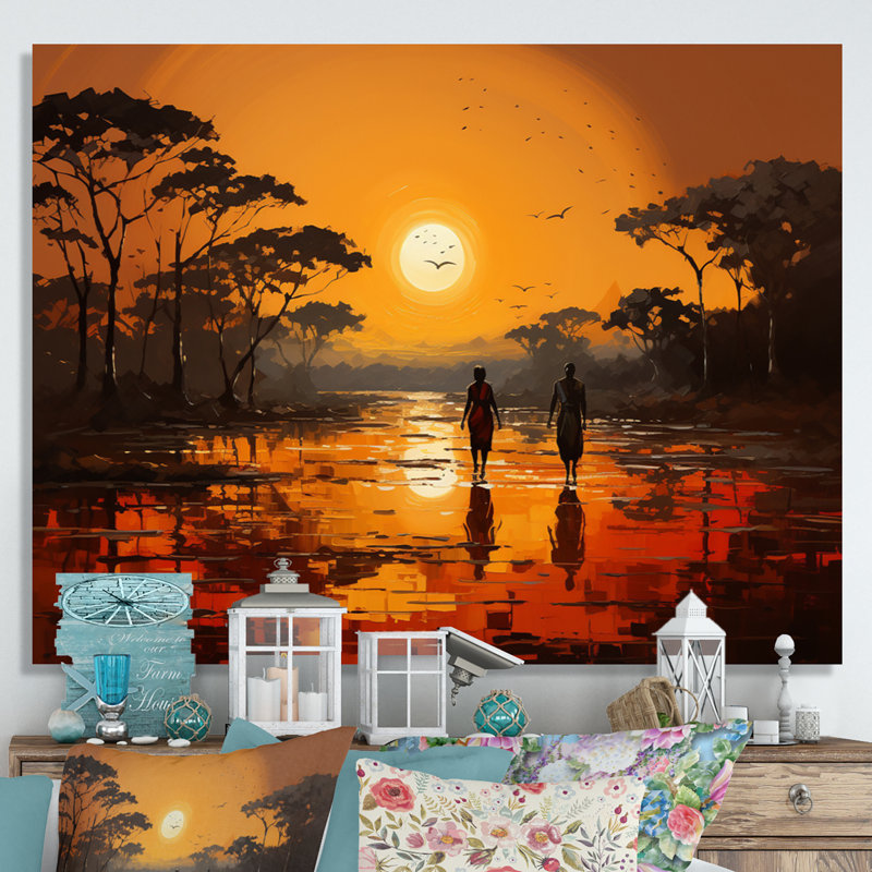 African Savannah Serenade VI - Art mural africain, Toile tendue, H 34 po x l 44 po x P 1,5 po
