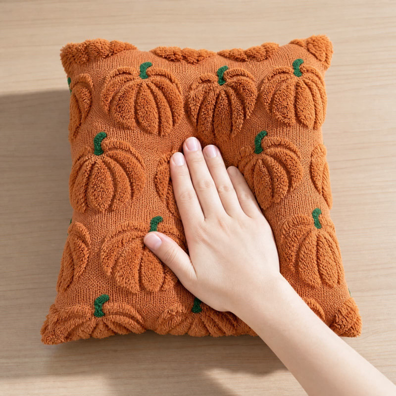 Halloween Embroidered Velvet Throw Pillow Cover