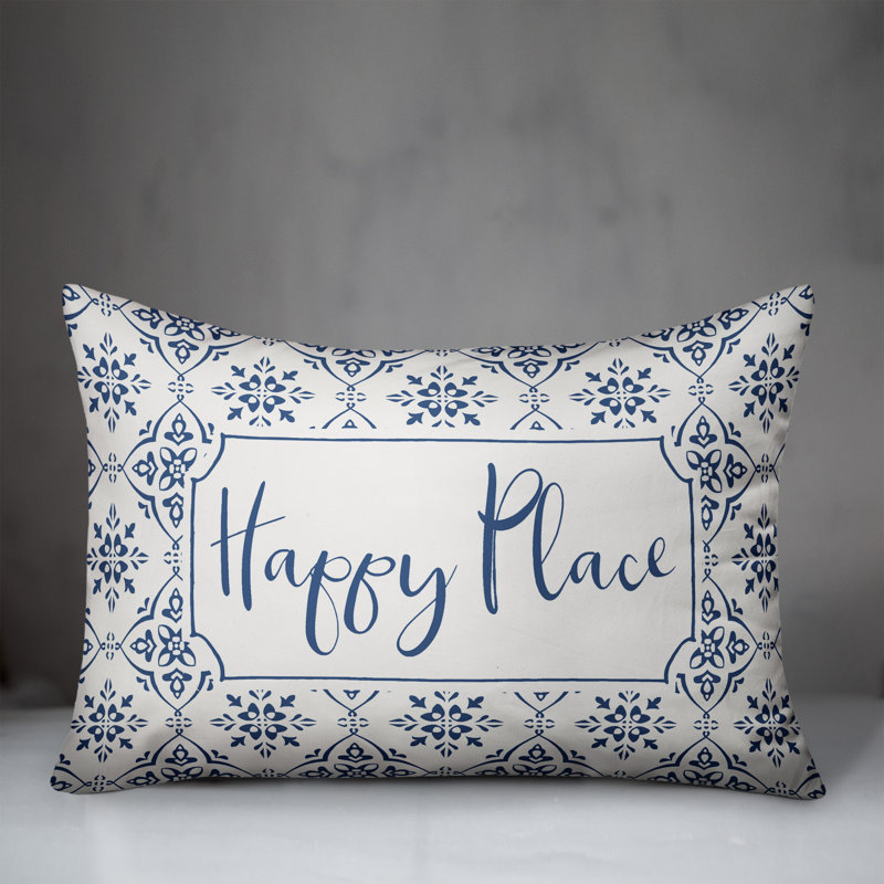 Housse de coussin rectangulaire et insert Happy Place Medallion, Bleu