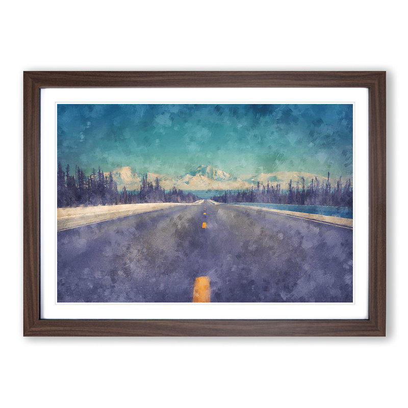 Alaskan Mountains Picture Frame Painting, 33cm H x 45cm W x 2cm D, Walnut